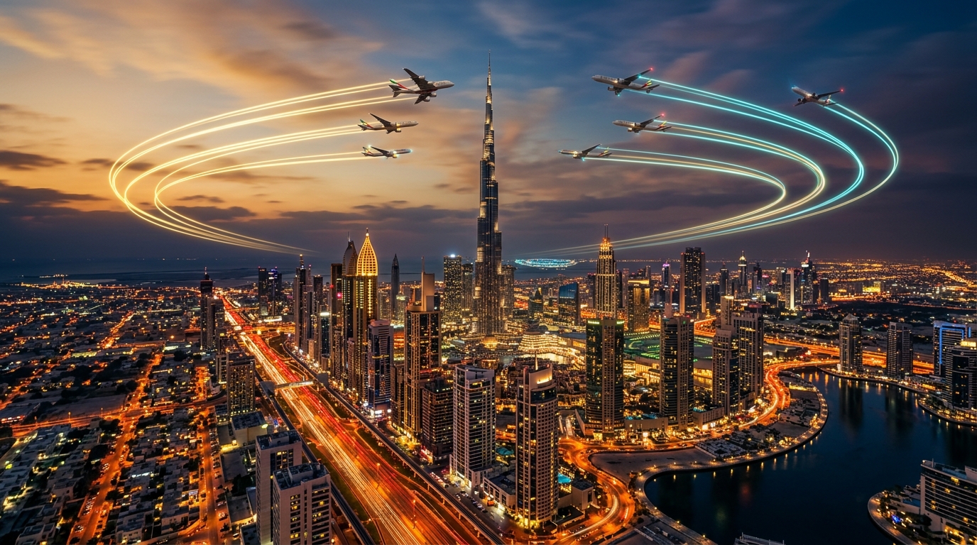 Dubai Burj Khalifa & Global Workforce Flight Convergence